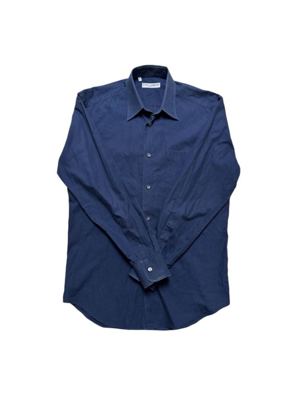 Dolce & Gabbana Italy Navy Cotton Button Front Dress Shirt 15 38